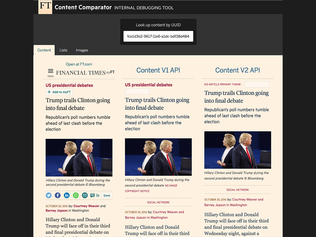FT Internal Tool: Content Comparator
